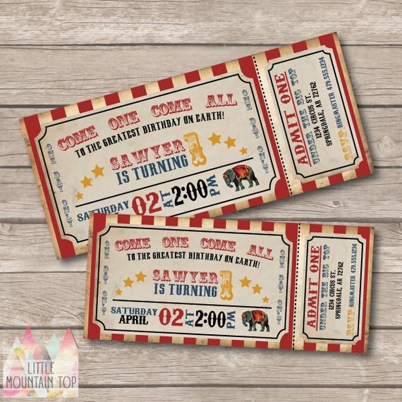 Circus Invitation. Circus Birthday Invitation. Circus Party.