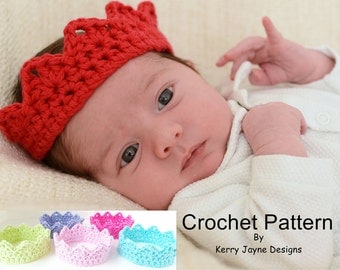 CROCHET CROWN PATTERN - Princess Charlotte Crown - Baby Crochet Crown Pattern Newborn Crown Pattern Photo Prop Crown Prince / Princess Crown