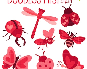 Love Bugs Digital Clip Art for Scrapbooking Card Making Cupcake Toppers Paper Crafts