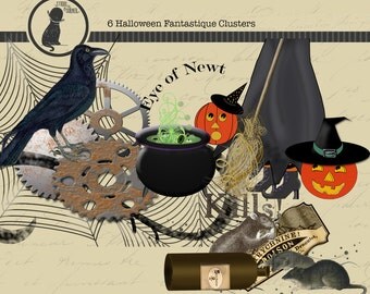 Halloween Digital Scrapbook Clusters. Halloween Fantastique Clusters, Digital Scrapbooking Clusters, Halloween Digital Clip Art