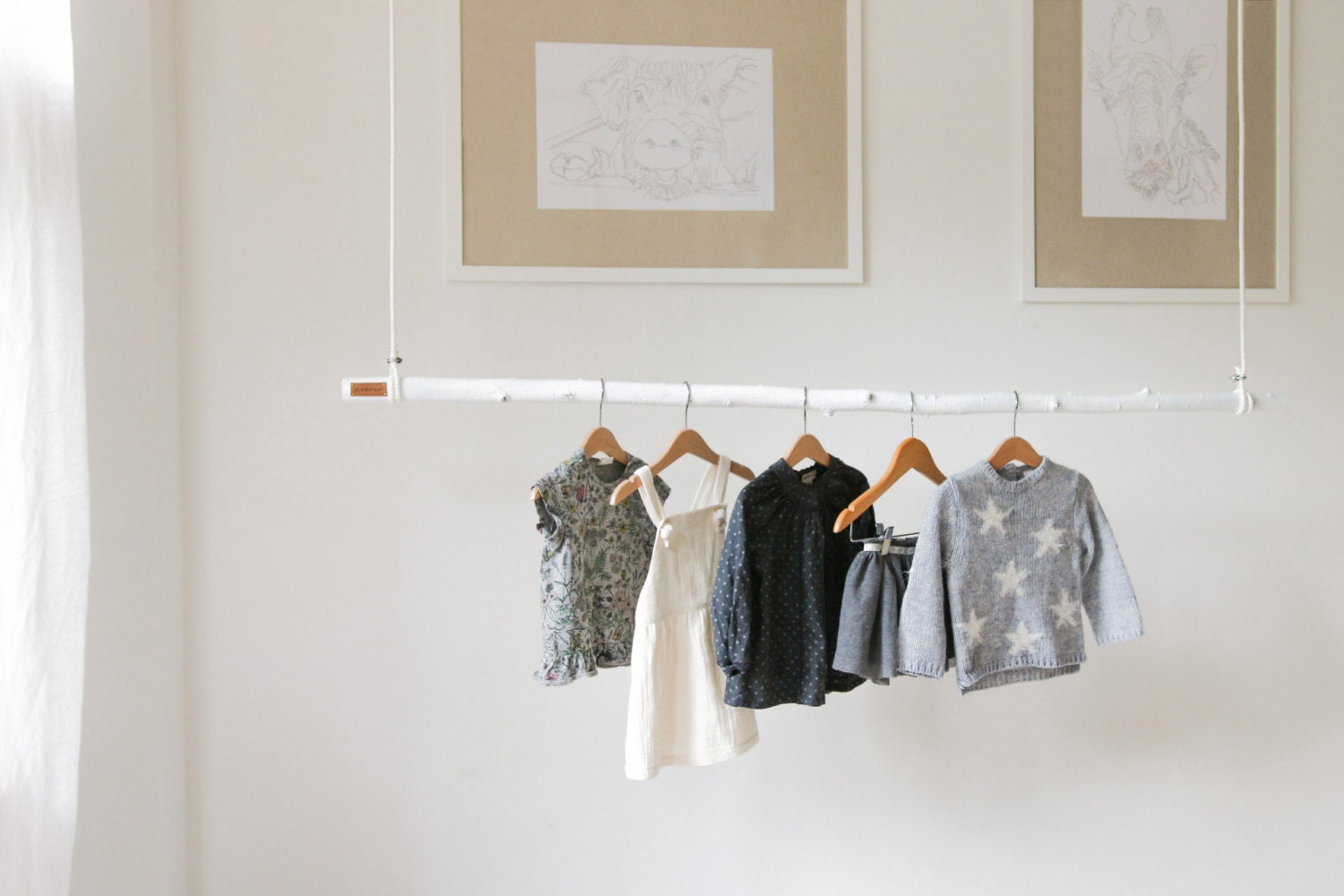White Hanging Branch Nursery Clothing Rack