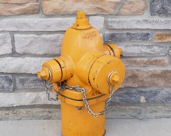 Yellow Fire Hydrant, Industrial Decor, Man Cave, Lawn Ornament - Local Pickup ONLY