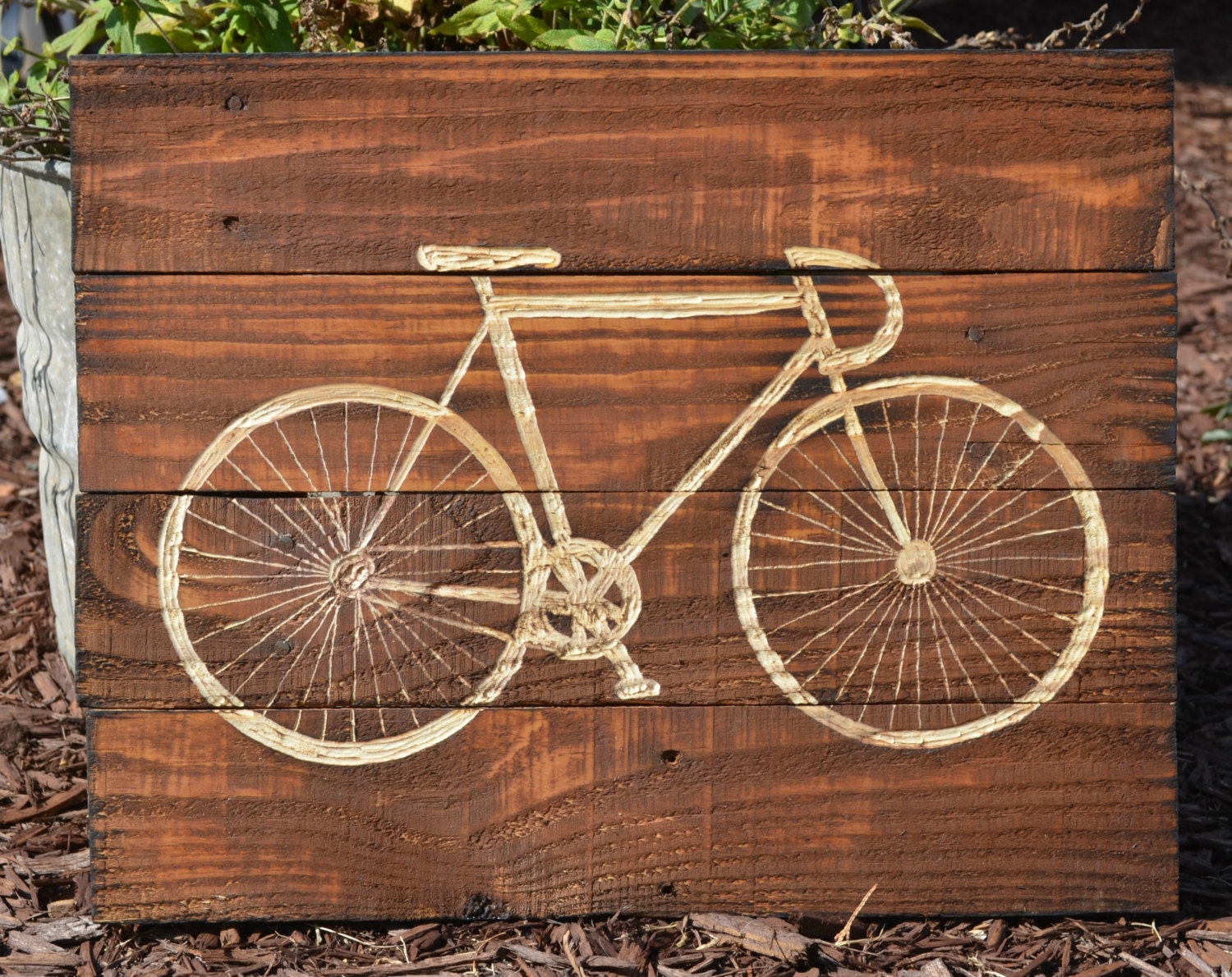 Vintage Race Bicycle Pallet Wood Art Sign Decor