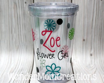 Flower Girl Tumbler; Flower Girl Personalized Cup; Flower Personalized Tumbler; Gardening Tumbler Cup; Bridal Party Tumblers Cups