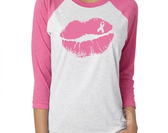 Breast Cancer Awareness Shirt. Pink Lips. We Wear Pink. Breast Cancer Shirt. Breast Cancer. Fight. Fighter. Pink Ribbon. October. Pink.