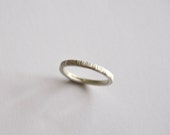 Tree Bark White Gold Thin Ring - 9 Carat - Unique Wedding Band - Gold Wedding Ring