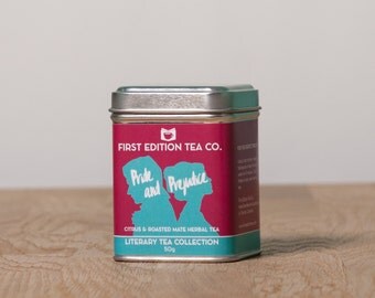 Pride and Prejudice Loose Leaf Tea - Gift for Book Lover - The Literary Tea Collection - Citrus and Roasted Mate Herbal Tea - 50g tin