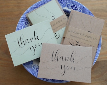 Thank you note cards with envelopes, mini thank you cards Rustic thank you notes Recycled Paper 10pk Printed Thank You text. Blank inside.