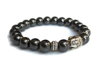 Hematite bracelet, healing bracelet, protection bracelet, buddha bracelet, beaded bracelet, gemstone bracelets uk