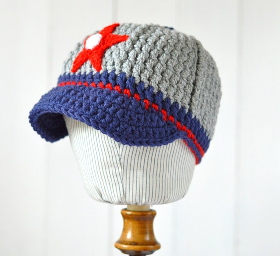 CROCHET PATTERN Baby Baseball 4th July Cap 2 versions Baby
