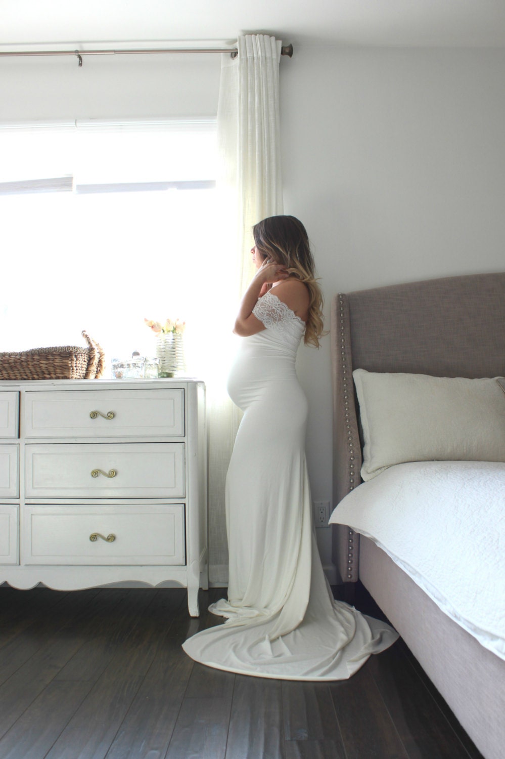 Maternity Gown Fitted Maternity Dress Bohemian Wedding Dress 