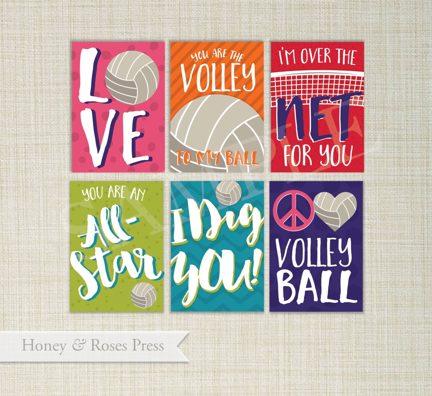 Volleyball Valentine's Day Cards . Sports by HoneyandRosesPress