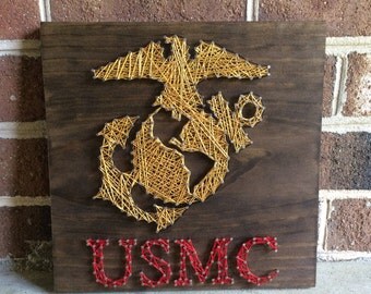 USMC United States Marine Corps EGA String Art Wood Sign Home Decor Military Pride Wall Art-Made to Order