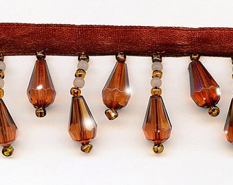 50% Off! Rich Amber Beaded Fringe Trim. Now Only 3.35 a Yard. Over 50 colors available.