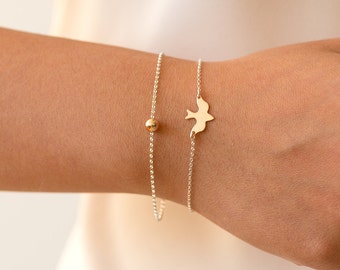 Dove Bracelet, Bird Bracelet, Dainty Dove Bracelet, Delicate Bird Bracelet, Delicate Bracelet, Gold Bracelet, Silver, Rose Gold Bracelet