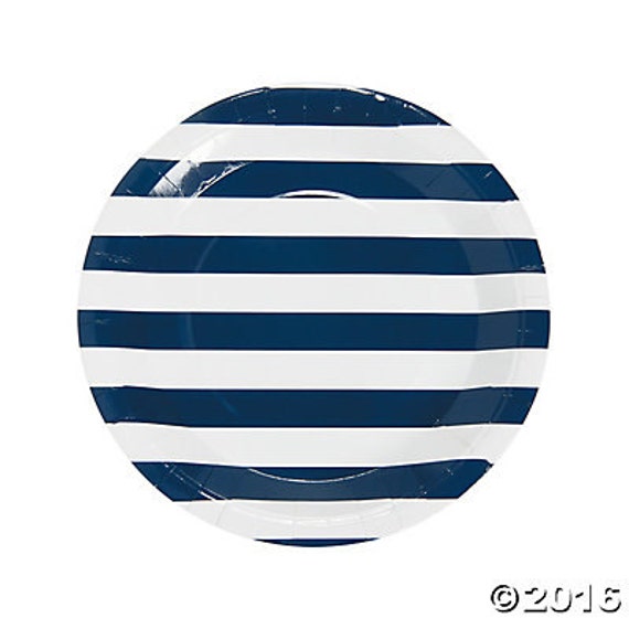25/ Navy blue and white Nautical Dinner Plates
