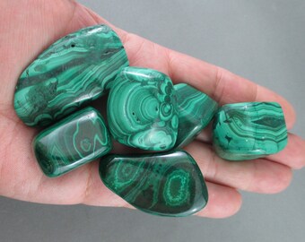 Green Malachite Stone Tumbled - Heart Chakra, Energy Healing, Healing Stone, Healing Crystals & Stones, EMF Blocker, Protection Stone (T031)