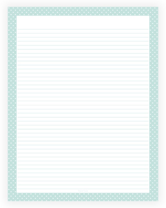 Items similar to Editable Lined Paper - Mint and White Polka Dot Border ...