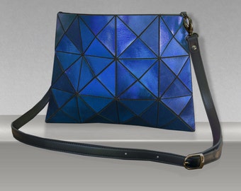 Blue Leather cross body Bag, cobalt blue metallic Leather crossbody bag, Womens Purse, Leather Crossbody, Women blue Bag, Metallic Leather