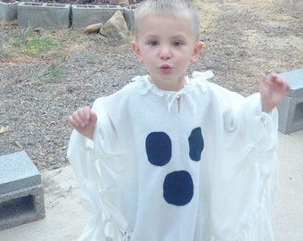 Ghost costume Poncho costume Spooky ghost Friendly ghost Fleece poncho Children toddler adult petite - Select 12" or 20-21"