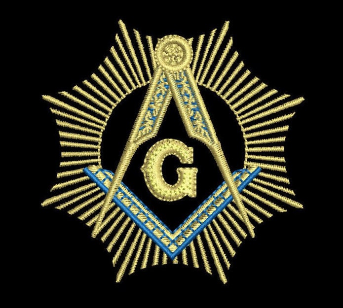 Freemason Masonic Sun Compass and Square Machine embroidery
