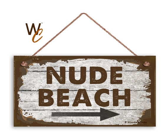 Beach Sign Fun NUDE Beach Sign Weathered Beach Decor