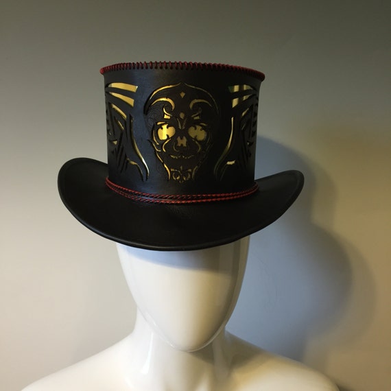 Items similar to Hand Stitched Leather Top Hat Unisex Top Hat