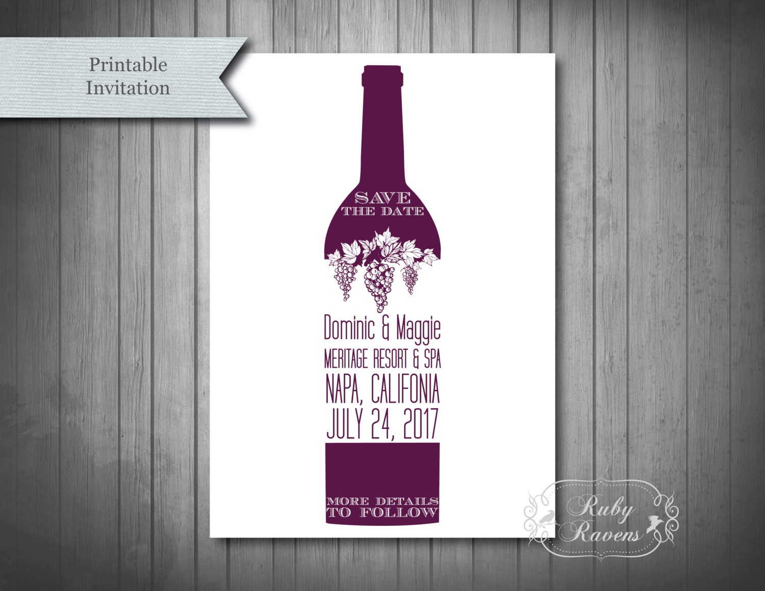 Winery Wedding Save The Date Vineyard Save the Date Wine