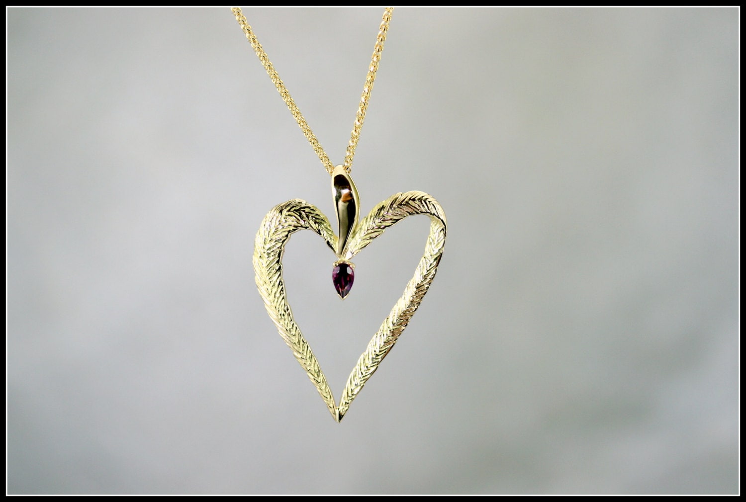 Solid gold heart necklace 14k gold heart necklace gold and