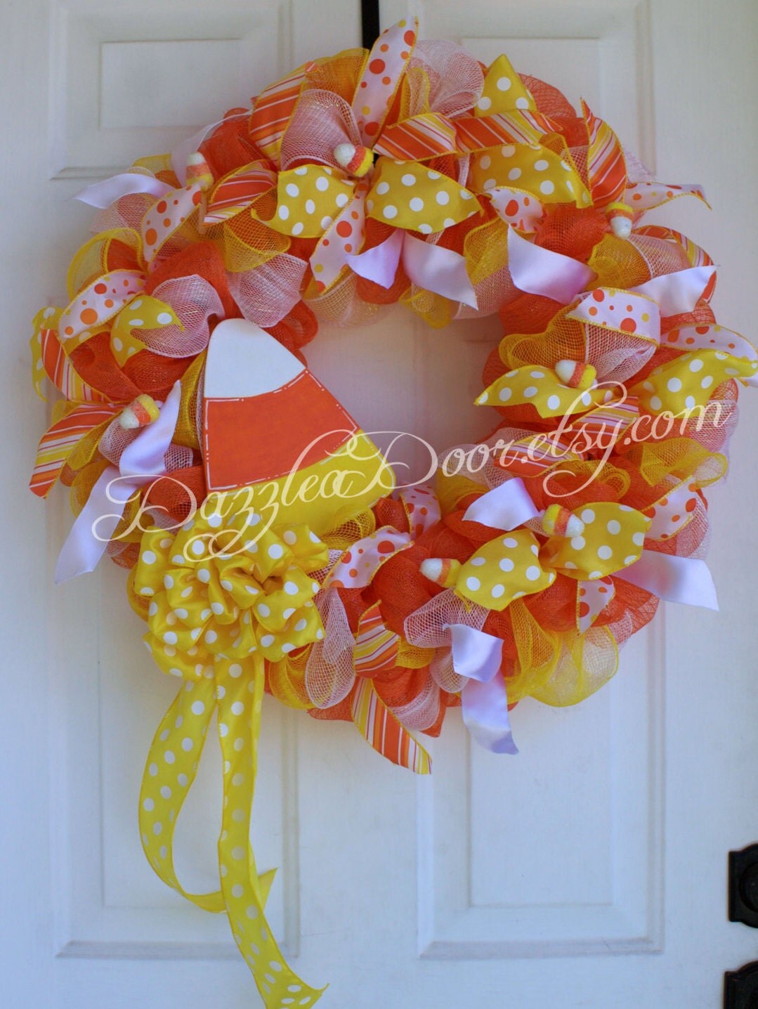 Candy Corn Deco Mesh Wreath Halloween Wreath Candy Corn