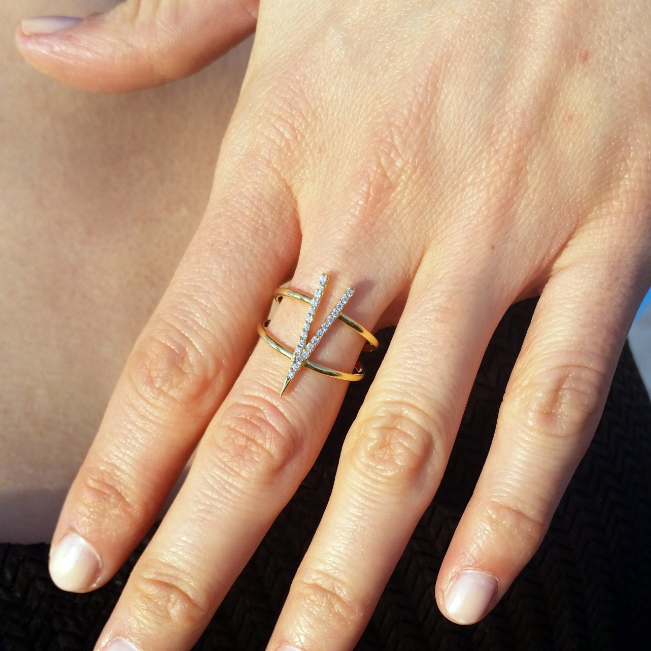 V Ring Modern V Ring Thin Gold Ring Gold V by SongOfJewelry