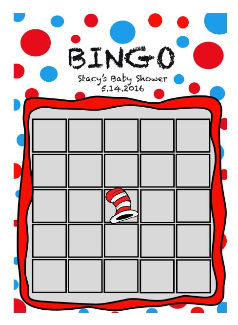 INSTANT DOWNLOAD Dr. Seuss Printable Bingo Card template-5X7