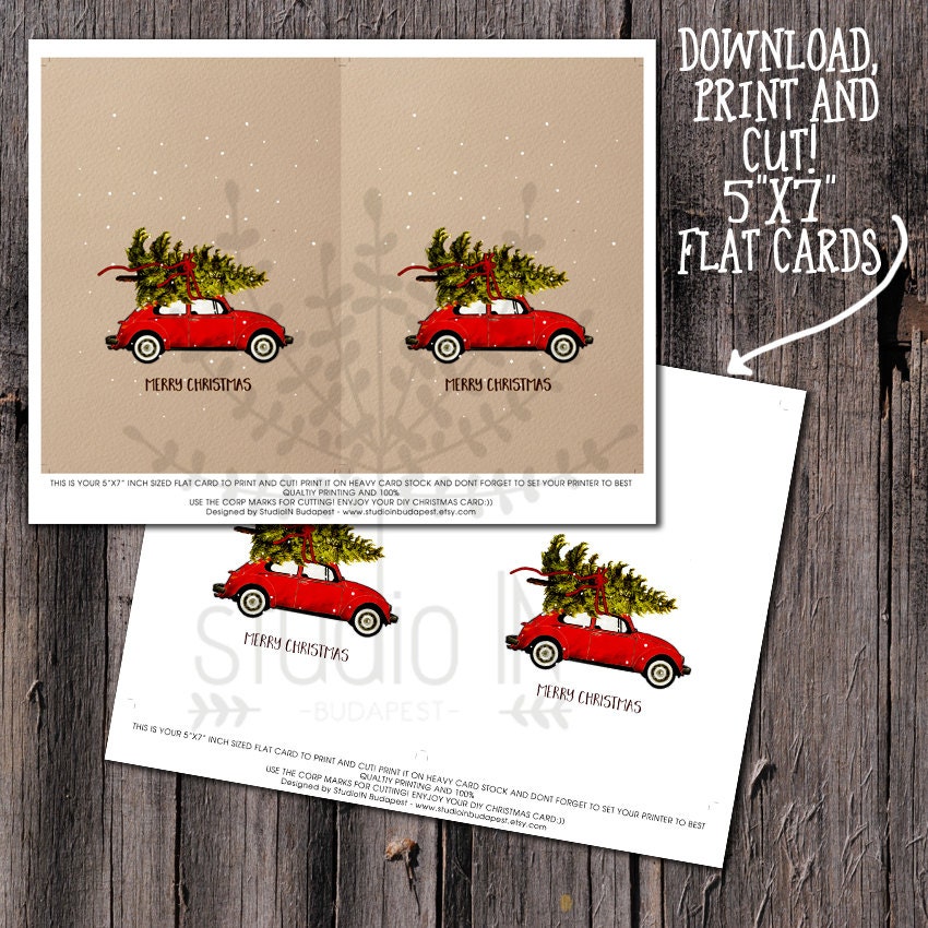 CHRISTMAS CARD PRINTABLE Red car christmas card Christmas