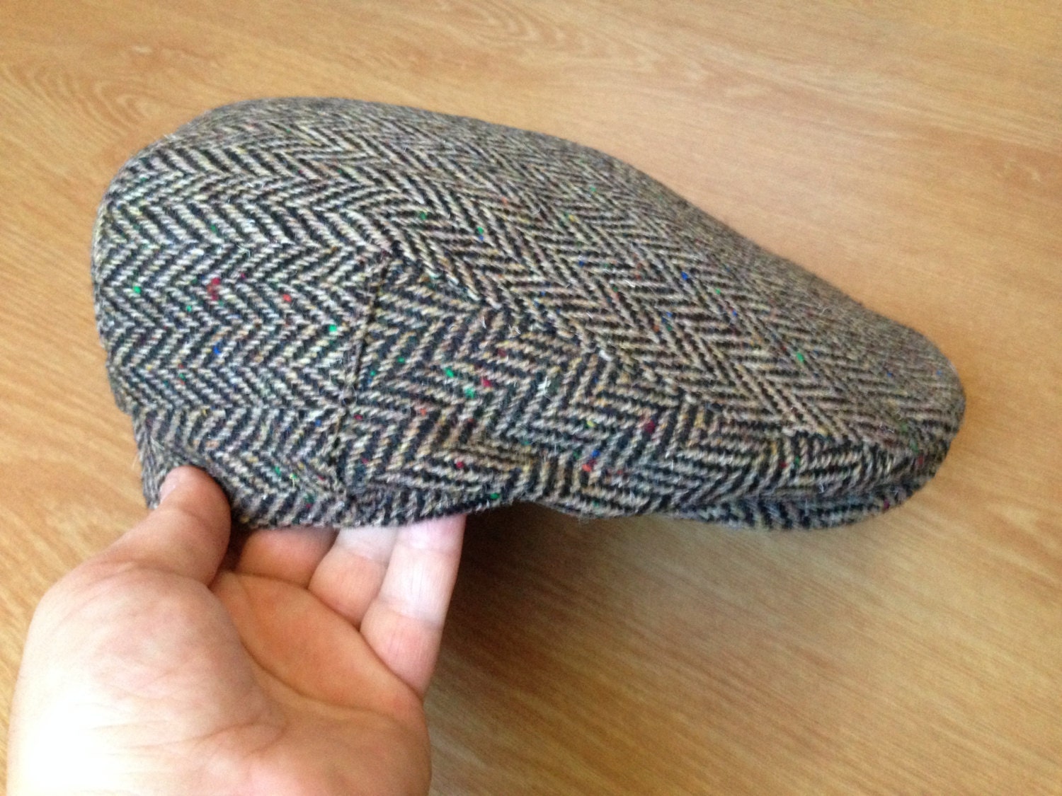 Authentic Irish Tweed Flat Cap - Donegal Tweed Brown Herringbone Cap ...