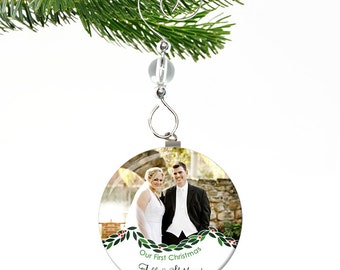 Wedding Ornament- Wedding Christmas Ornament- Our First Christmas Ornament- Newlywed Ornament- Our First Christmas as Mr and Mrs- Photo