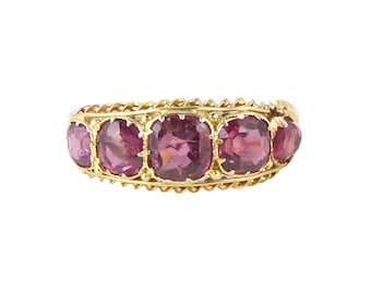 Victorian Pink Tourmaline Ring, In 15ct Gold, Antique Tourmaline Ring, Pink Stone Ring, Victorian Ring, Half Eternity Ring, 5 Stone Ring