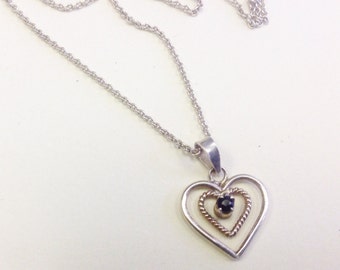 Vintage, sterling silver, heart necklace.