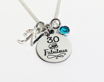 30th Birthday, 30th Birthday Gift, 30th Birthday for her, Thirty Birthday, 30 and Fabulous Necklace, Thirty Gift, 30th Birthday Gift for her