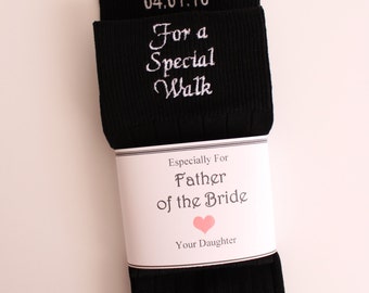 Father of the Bride socks, tan, navy, Special Socks for a Special Walk, custom date Wedding Socks,Father of the Bride Gift, F23LB8