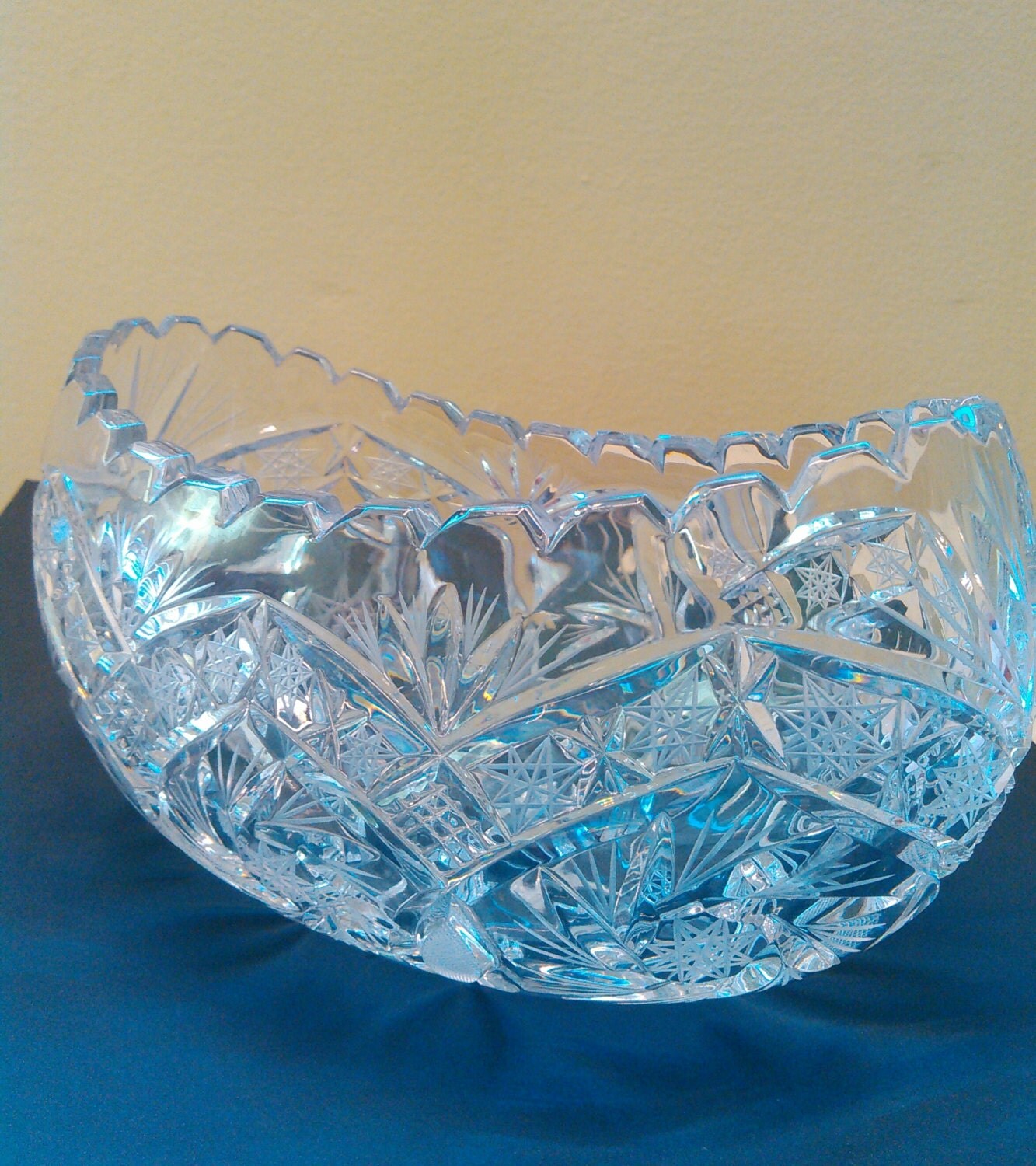 vintage Crystal oval bowl / centerpiece / fruit by AuntKaysAttic