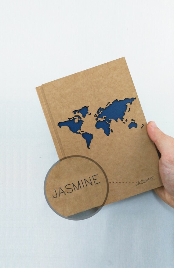 Map Of The World Notebook TRAVEL Notebook, PERSONALIZED Journal, WORLD Map Journal, Travel Journal, Custom Journal,