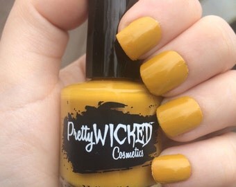Mustard Yellow Nail Polish, Gretel Polish, Muted Yellow Nail Polish, Creme Nail Polish
