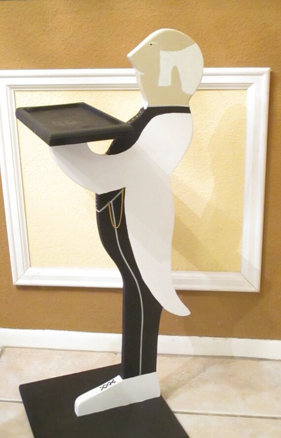 Unique Wooden Butler Statue Decor w/Holding by AlvarezWoodWork