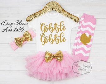 Baby Thanksgiving Outfit Gobble Gobble Outfit, My First Thanksgiving Outfit, Turkey Shirt for Baby, Baby 1st Thanksgiving Outfit, HT7