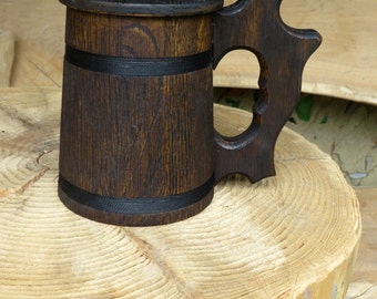 Man's Gift, Wooden Beer Mug, Oak Wood Jug, Beer Tankard, Gift for Men, Stein For Beer Lovers, Rustic Decor, Wood Beer Stein, Groomsmen Gift