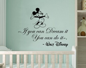Mickey Mouse Wall Decals Quote If You Can Dream It You Can Do It Home Vinyl Stickers Boy Girl Kids Nursery Baby Room Decor NV75