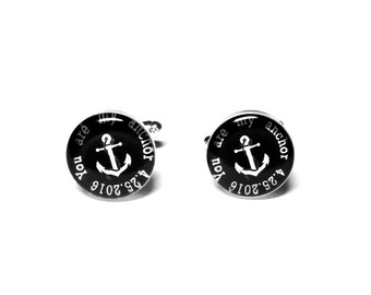 Nautical Anchor, Wedding Cufflinks, Fiance Gift, Anniversary Gift, Custom Cufflinks, Personalized Cufflinks, Grooms Gift, Mens Accessories