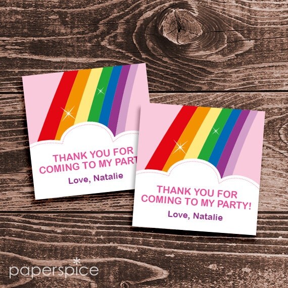 Personalized Rainbow Party Favor Tags or Stickers – DIY Printable (Digital File) Il_570xn
