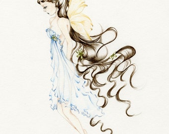 Fairy Art Pencil Drawing Illustration Giclee Print of my Original Pencil Drawing Hand Drawn Sketch Fairy Illustration