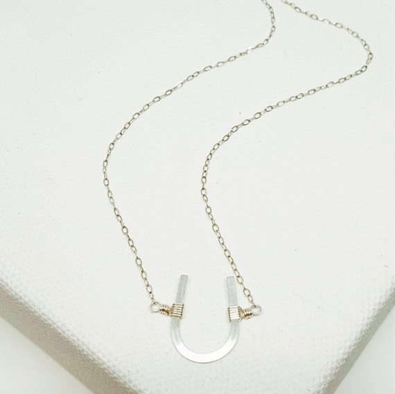 Horseshoe Necklace Silver Horseshoe Jewelry Horseshoe